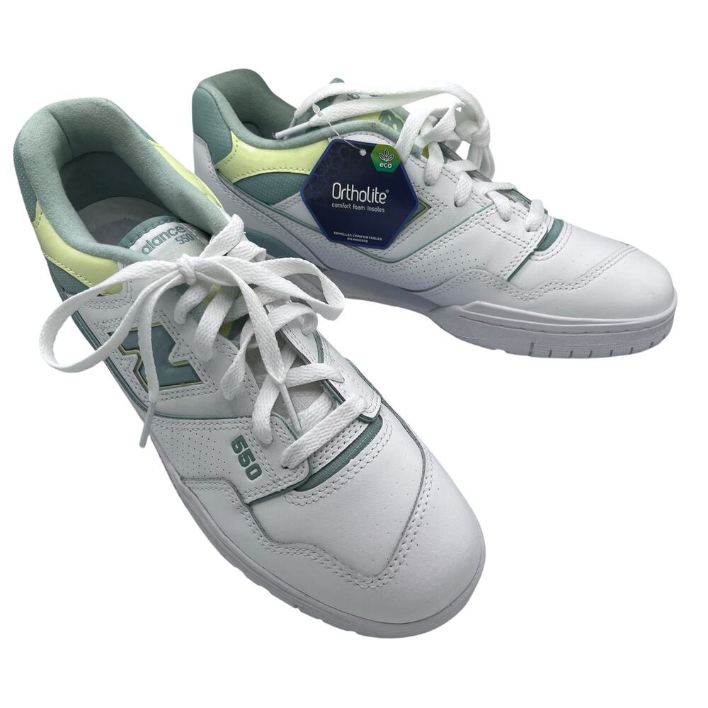 New Balance 550 Sneakers White Green Womens 10/Mens 8.5 Casual Walking Athletic